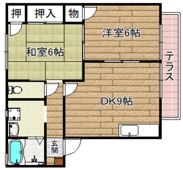 スウィートオクトパス(2LDK/1階)の間取り写真