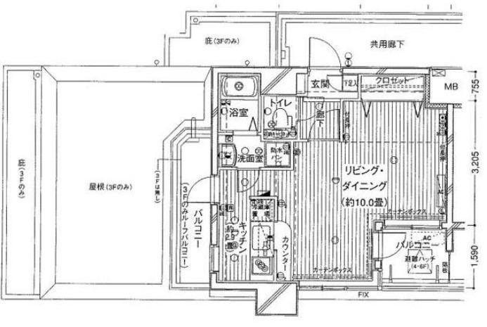プレール天王洲アイル弐番館(1K/5階)の間取り写真