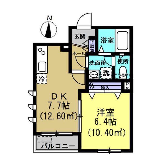 サンライズ K 川崎(1DK/1階)の間取り写真
