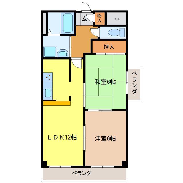 セントラルコート佳日(2LDK/4階)の間取り写真