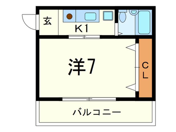 高羽レディースMレインボウ(1K/2階)の間取り写真