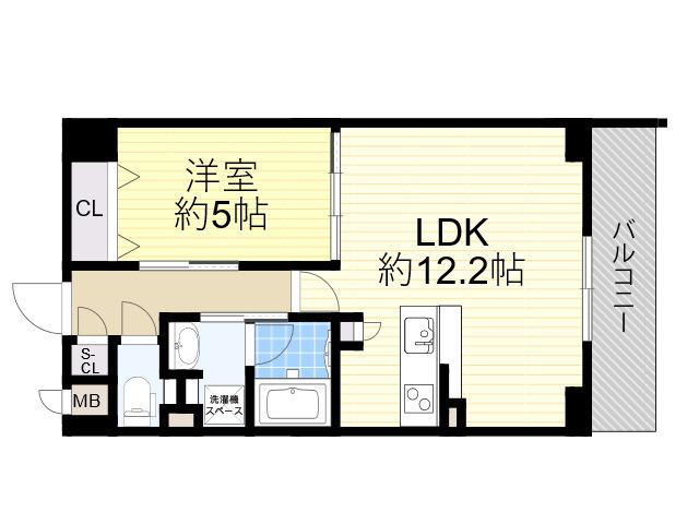 ESTAGEO関目高殿(1LDK/1階)の間取り写真