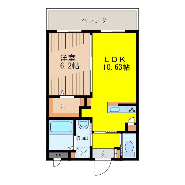 カーサ・フォレスト(1LDK/3階)の間取り写真