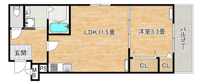 プライムメゾン・ソレイユ(1LDK/2階)の間取り写真