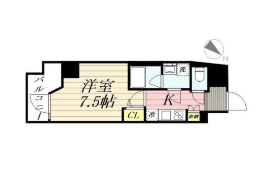 グランパセオ麻布十番(1K/13階)の間取り写真