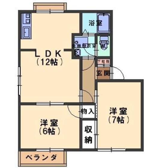 フレグランスARTY(2LDK/1階)の間取り写真