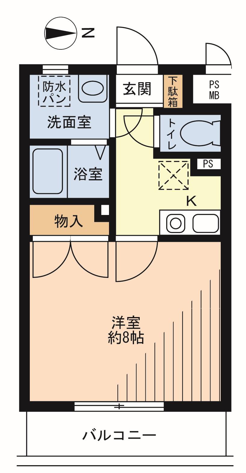 パレ甲南山手(1K/4階)の間取り写真