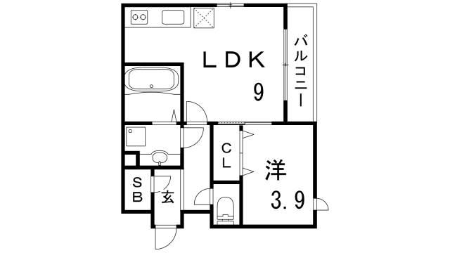 新神戸コルン(1LDK/3階)の間取り写真
