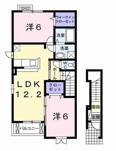 エスポワール ネオ B(2LDK/2階)の間取り写真