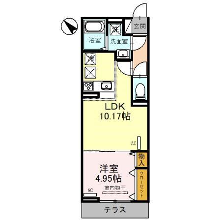 エクセリア白子(1LDK/3階)の間取り写真