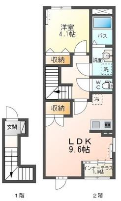 荒町アパート(1LDK/2階)の間取り写真