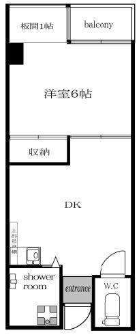 小西ビル(1DK/2階)の間取り写真