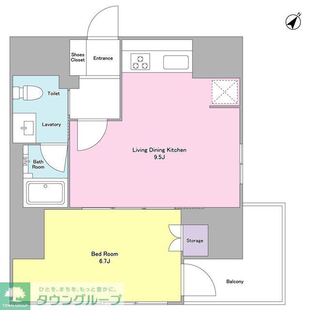 LE COCON 人形町(1LDK/9階)の間取り写真