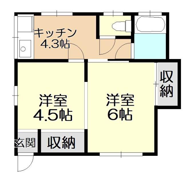 ホワイトヘリテージ(2K/1階)の間取り写真