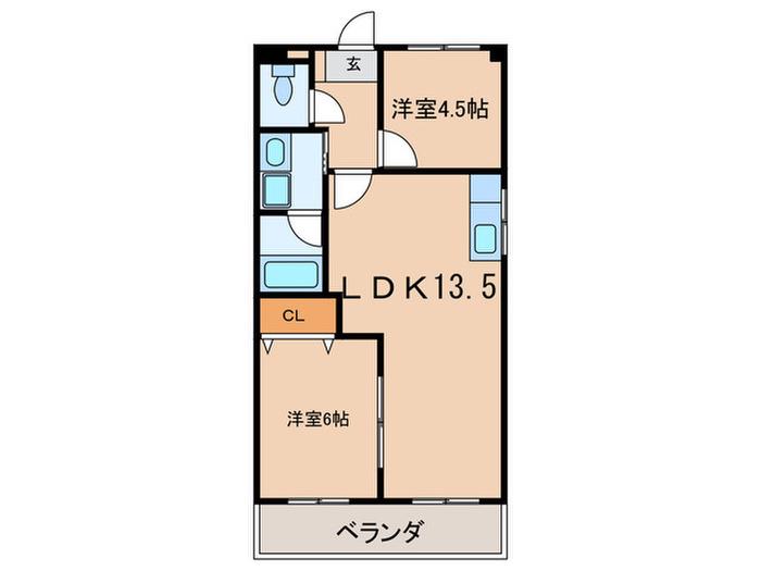 松楠マンション(2LDK/3階)の間取り写真