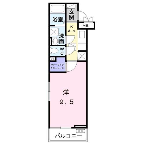 名鉄三河線 小垣江駅 徒歩9分 3階建 築6年(1K/2階)の間取り写真
