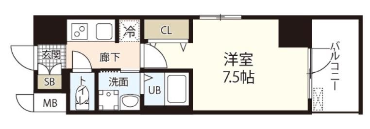 S-RESIDENCE表町(1K/14階)の間取り写真