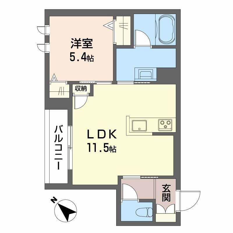 ＪＲ東北本線 東仙台駅 徒歩9分 3階建 新築(1LDK/3階)の間取り写真