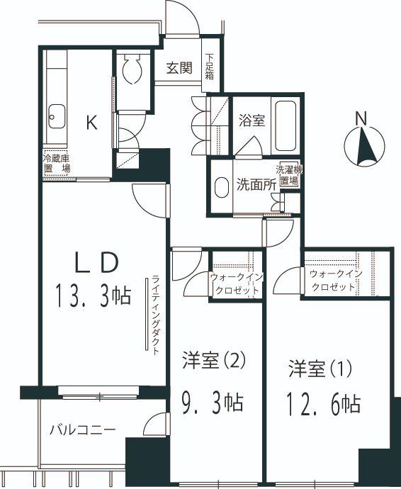 六本木ヒルズレジデンス(2LDK/36階)の間取り写真