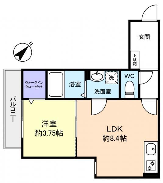 AJ津田沼V(1LDK/1階)の間取り写真