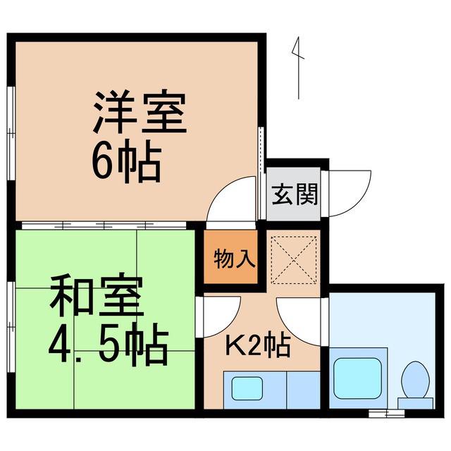 ツバキマンション(2K/2階)の間取り写真