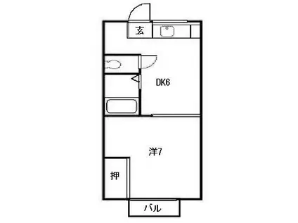エステートピア台原(1DK/1階)の間取り写真