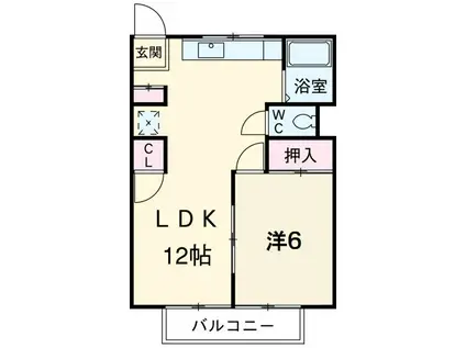 レスカール二本松(1LDK/1階)の間取り写真