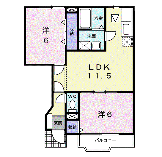 コーポ瀬萩(2LDK/1階)の間取り写真