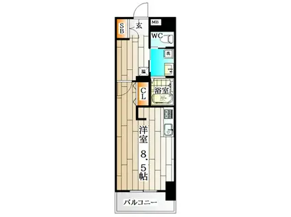 WILLDO浜崎通(ワンルーム/2階)の間取り写真
