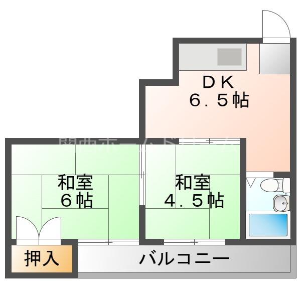 秀和第2ハイツ(2DK/2階)の間取り写真