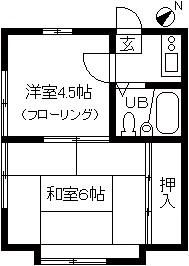 ジョイフルオークラNO.14(2K/1階)の間取り写真