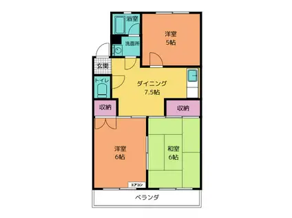 中濃ハイツ(3DK/2階)の間取り写真