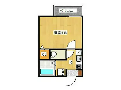 プランドール宇佐町(1K/2階)の間取り写真