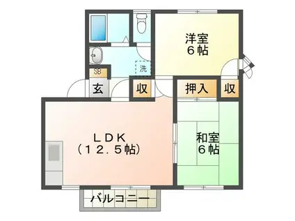 メイグリーン(2LDK/1階)の間取り写真