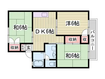 メロディ白国A(3DK/2階)の間取り写真