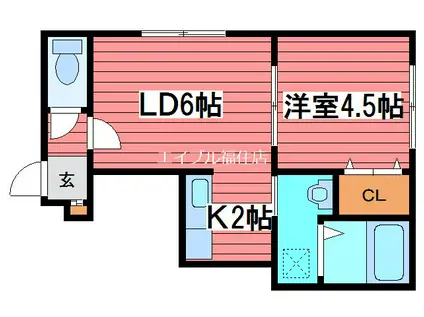 JYSコート栄通(1LDK/2階)の間取り写真