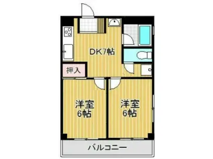 第1荻島ユニティビル(2DK/4階)の間取り写真