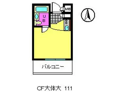 ＪＲ阪和線 日根野駅 徒歩33分 5階建 築36年(ワンルーム/4階)の間取り写真
