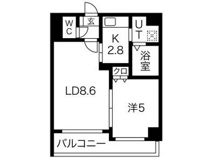 る・ぱれ北5条(1LDK/6階)の間取り写真