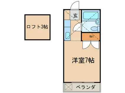 ヴェルビ-ハナタキ(ワンルーム/2階)の間取り写真