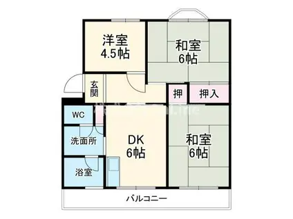 旭ハイツ(3DK/1階)の間取り写真
