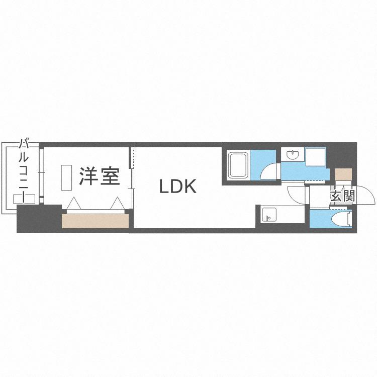 コンフォリア西天満(1LDK/2階)の間取り写真