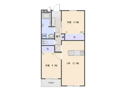 ヴァリオブランカ(2LDK/2階)の間取り写真