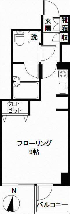 ビラ・エス(ワンルーム/2階)の間取り写真