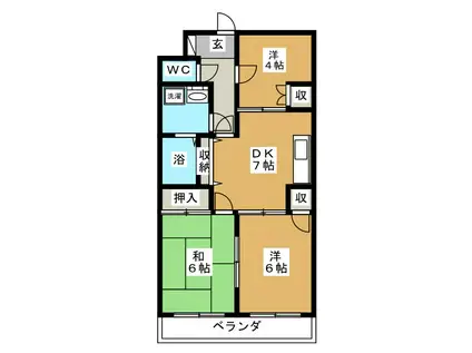 AIR・DE・東戸塚(3DK/2階)の間取り写真