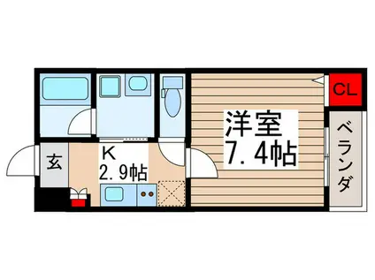 カーサ五香西(1K/2階)の間取り写真