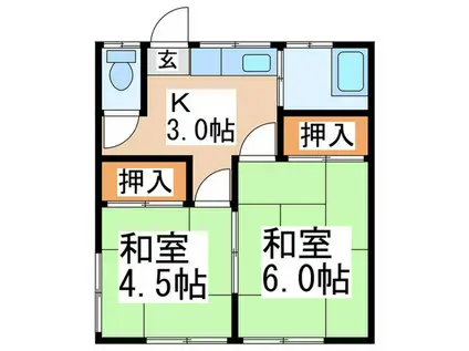 曙 荘(2K/1階)の間取り写真
