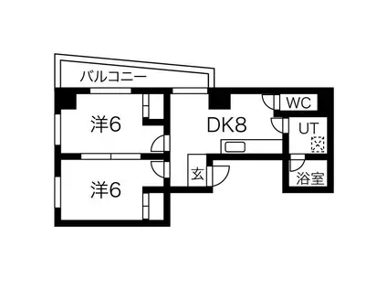 オーシャンハイツ栄(2DK/4階)の間取り写真