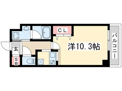 シュペルブ江坂(ワンルーム/3階)の間取り写真