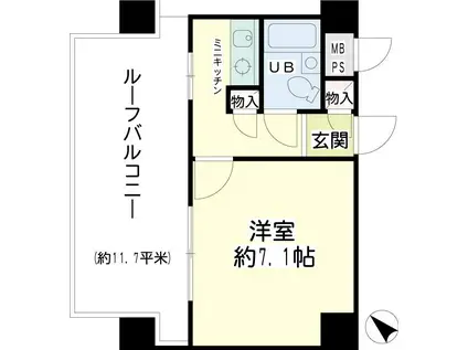 プラザ川崎NO.2(ワンルーム/7階)の間取り写真